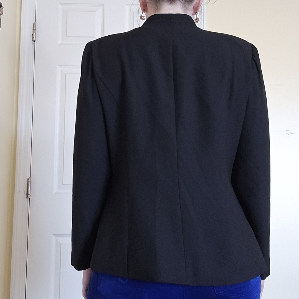 Karen Miller Black Women's Evening Blazer Beaded Button Closure 10 - Picture 3 of 7